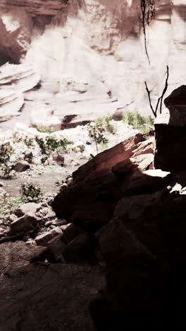 a view from the top of a canyon in the desert