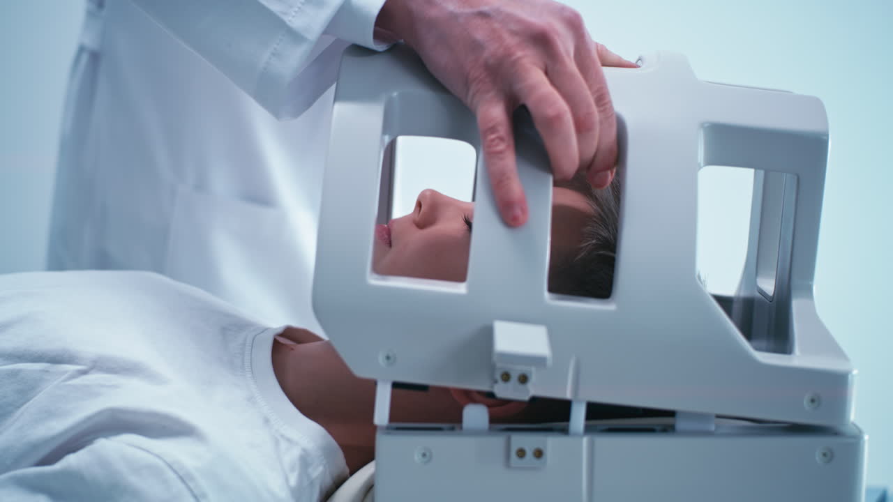 Child undergoing head scan procedure