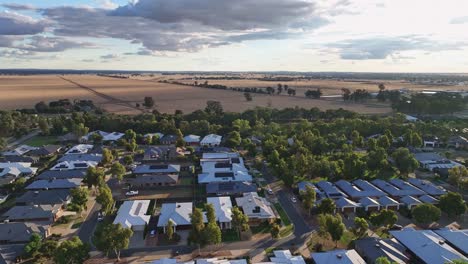 overhead view of new housing estate in yarrawonga with wheat paddocks in the background