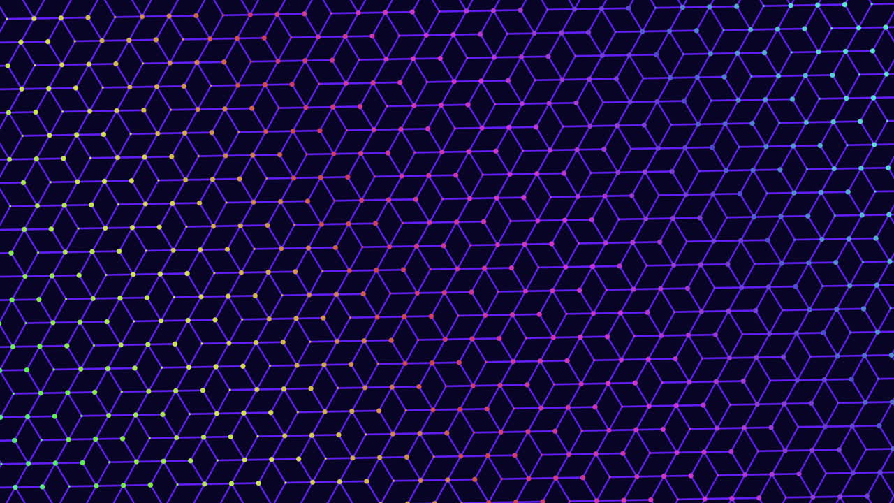 A visually striking black and purple grid created from small squares forming a captivating diamond pattern