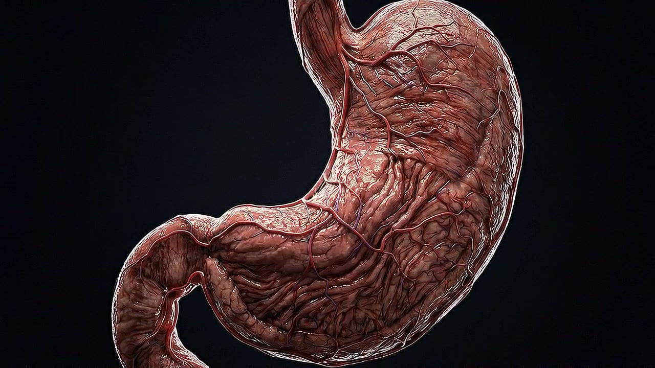 Animazione medica 3D dell'anatomia dello stomaco umano