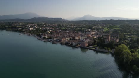 Aerial-view-of-the-great-lakes-in-Switzerland-situated-in-the-valley-surrounded-by-the-mountains