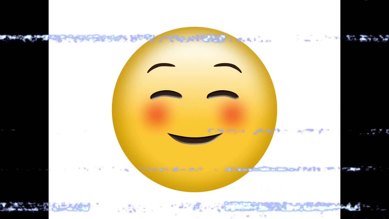 tv의 디지털 애니메이션 정적 효과가  ⁇  배경에  ⁇ 은 얼굴 이모티콘 위에