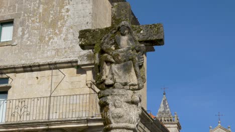 Cross-of-the-Monastery-of-Santo-Estevo-de-Ribas-de-Sil,-Nogueira-de-Ramuin,-Ourense,-Galicia,-Spain