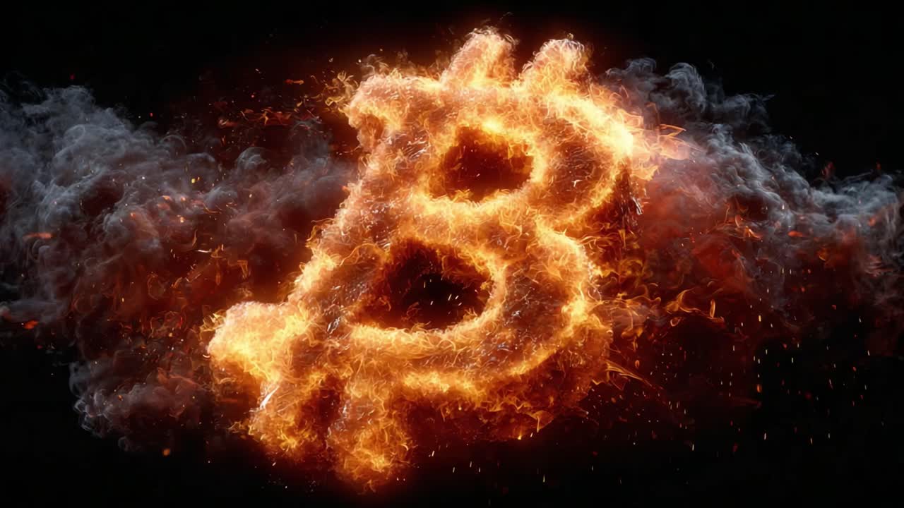 A Stunning Visualization of Bitcoin as a Fiery Symbol of Digital Currency, Representing the Energy and Passion Surrounding the Cryptocurrency Revolution