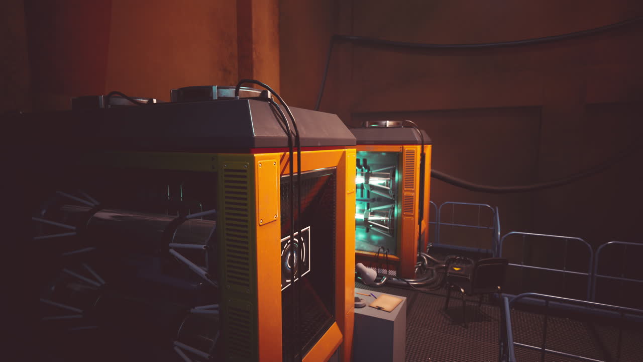 Advanced technology in a futuristic laboratory featuring illuminated equipment