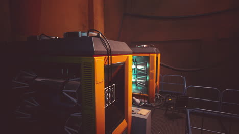 advanced technology in a futuristic laboratory featuring illuminated equipment