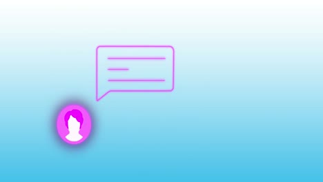 Animation-of-profile-and-message-icon-against-blue-gradient-background