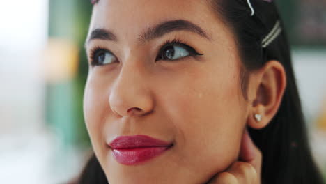 portrait of a young woman with hair accessories and makeup