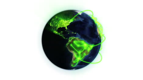 green network on a lighted earth with image courtesy of nasa.org