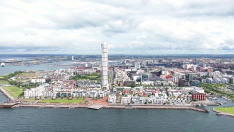 malmo, suecia panorama aéreo del paisaje urbano desde la orilla del mar