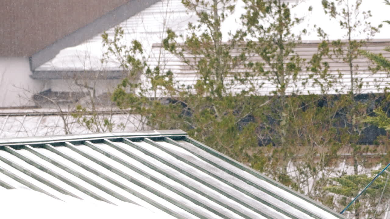 techos de casas en un día de nieve en invierno en el campo de gifu, japón