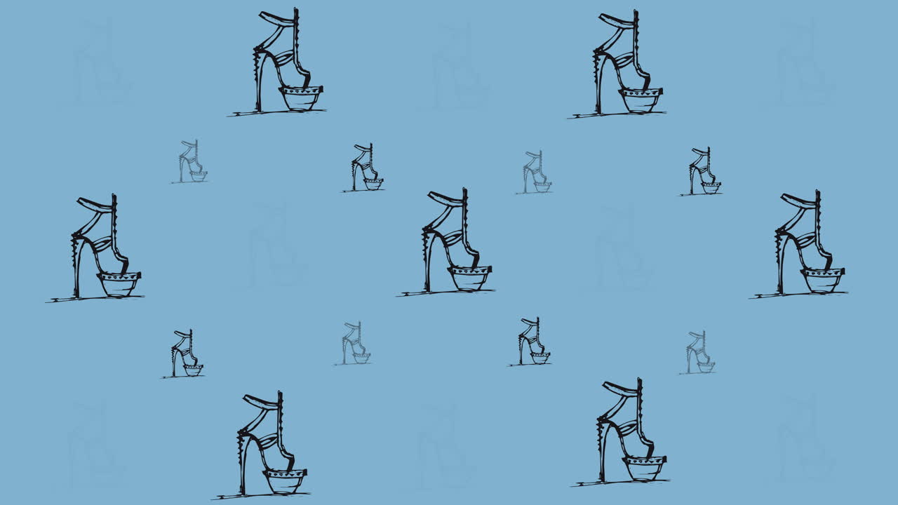 파란색 배경 에 반복 된 하이 힐 의 애니메이션