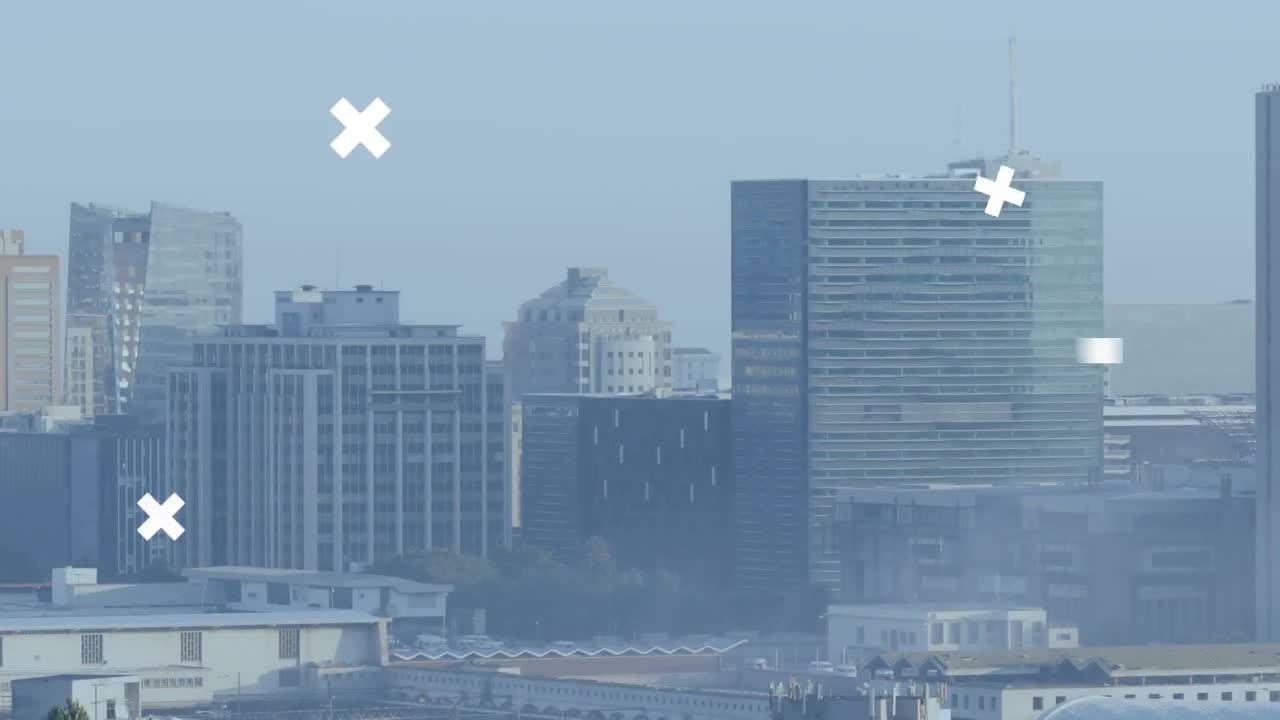 도시 풍경 위의 모양의 애니메이션