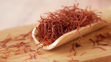 saffron in a wooden spoon