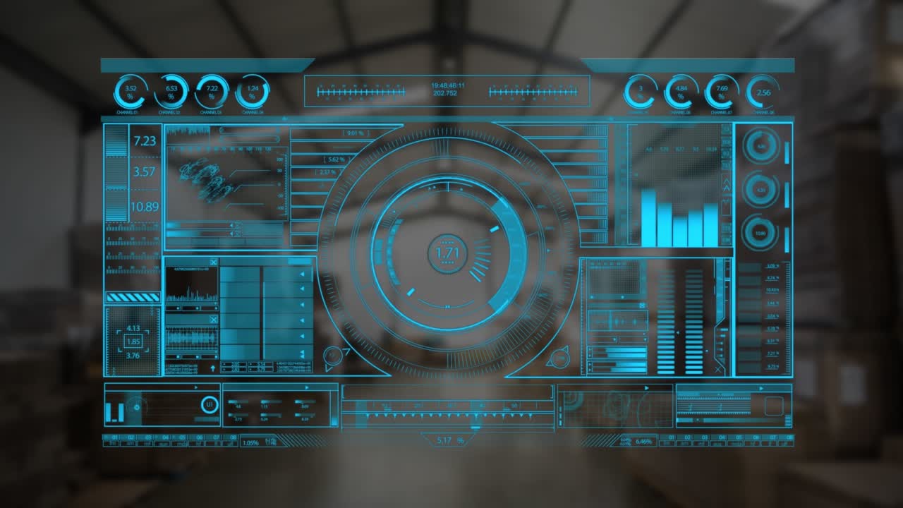 Animasjon av grensesnitt med databehandling mot et tomt lager