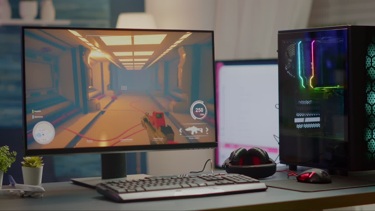 estudio de sala vacía de juegos profesionales con rgb potente compute
