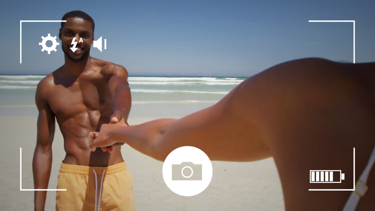 Taking photos of a couple on a digital camera