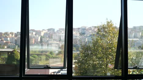 city view through modern windows