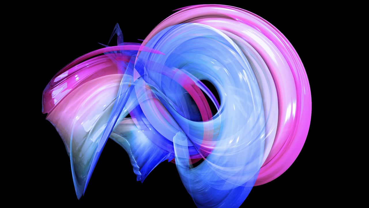 abstract multicolored transparent ribbons move around on a black background. Motion graphics 3d looped background with red blue ribbons. Luma matte as alpha channel. 44