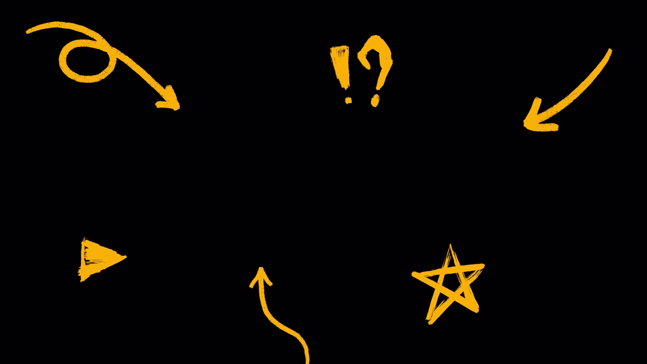 Dynamic Yellow Hand Drawn Arrows and Symbols Animation