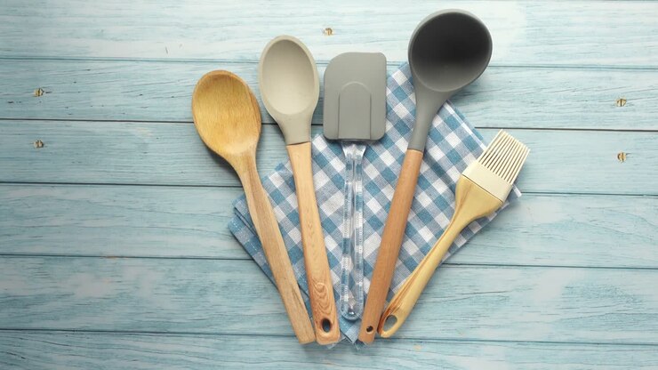 Kitchen Utensils on a Wooden Table