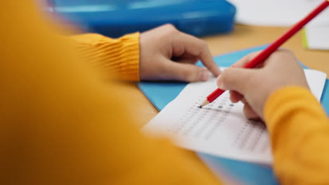 student taking a test