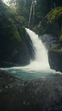 a beautiful waterfall in a lush forest