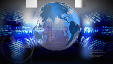 animation of data processing over globe and arrows