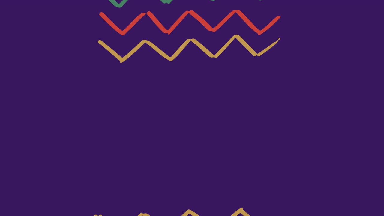 animación digital de coloridas líneas en zigzag que se mueven contra un fondo azul