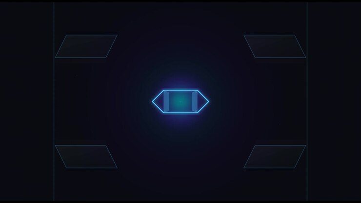 Abstract Digital Interface with Glowing Geometric Shapes