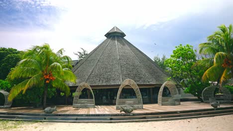 wide shot of tropical luxury beach resort at the seaside