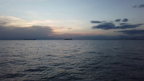 Clip-of-the-sea-on-the-port-of-Thessaloniki-in-northern-Greece-during-sunset