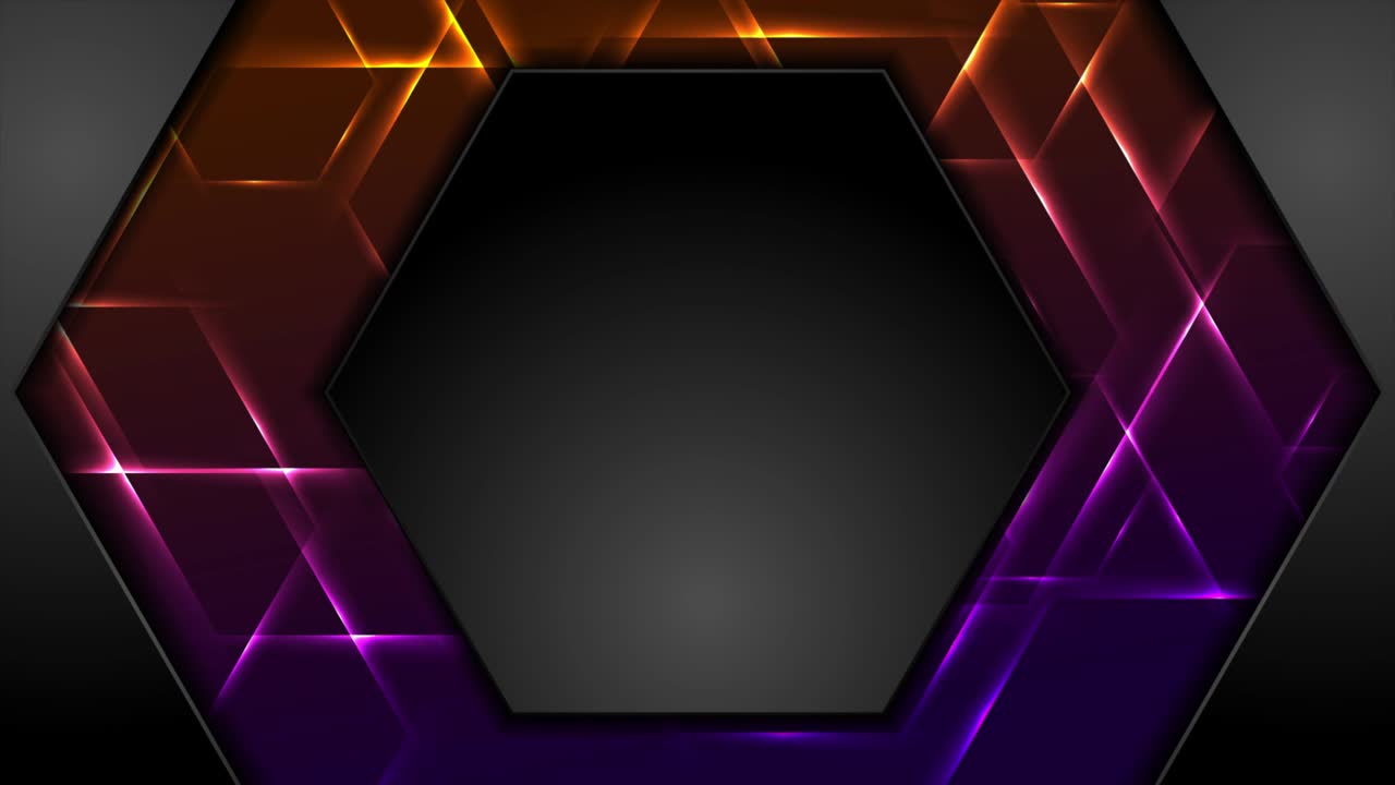 fondo de movimiento tecnológico abstracto de hexágono negro con luces brillantes