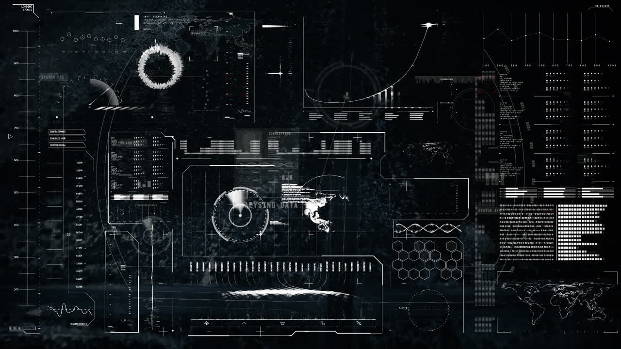 Animation of data processing and scope scanning on screen