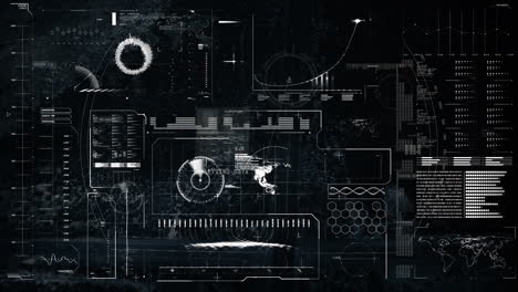 animación del procesamiento de datos y el escaneo del alcance en la pantalla