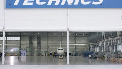 airplane maintenance in a technics hangar