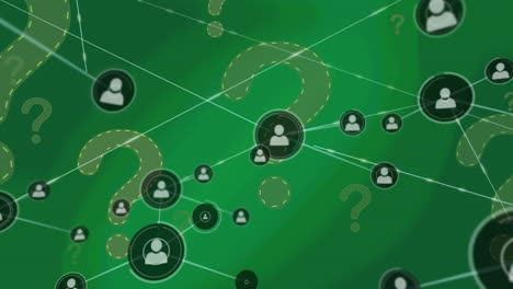 animación de la red de conexiones sobre peculiares en fondo verde