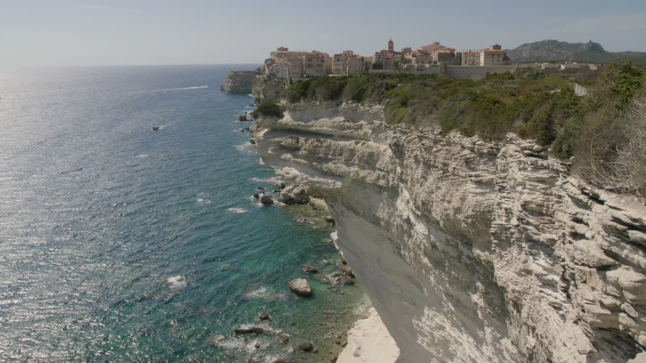 Bonifacio Corsica Cliffside Mediterranean Sea with Historic old Town and Coastal pnorama Landscape