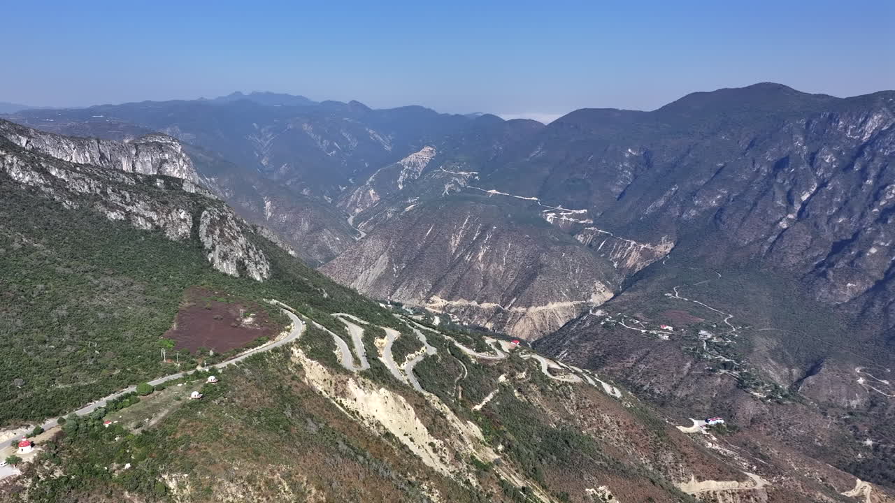A winding road leads to Tolantongo in Hidalgo, Mexico, with majestic mountain views
