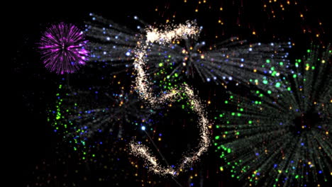 cuenta atrás al estilo de los fuegos artificiales para el año nuevo