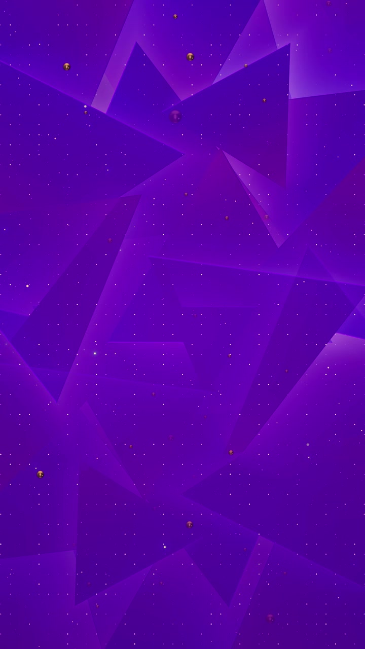 Violet geometric party backdrop layered polygon triangles sparkling gold dots and rich purple depth