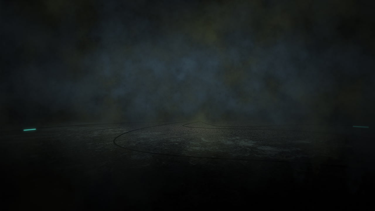 luces de neón en la calle con ciudad oscura