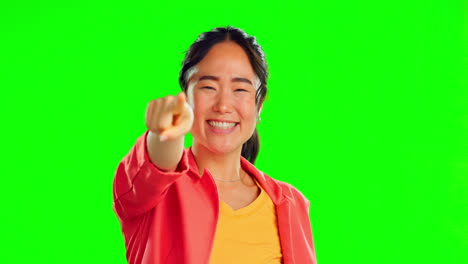 Green-screen,-face-and-woman-with-you-hands