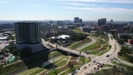 drone shot, houston medical center area buildings, hospitals, clinics and hotels texas usa