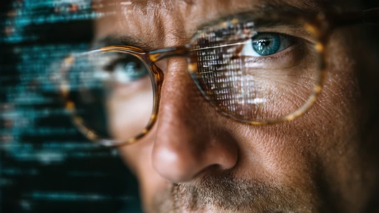 Focused Programmer Analyzing Code: A Close-Up Look at the Intense Concentration and Technical Skills Behind Software Development and Debugging Tasks