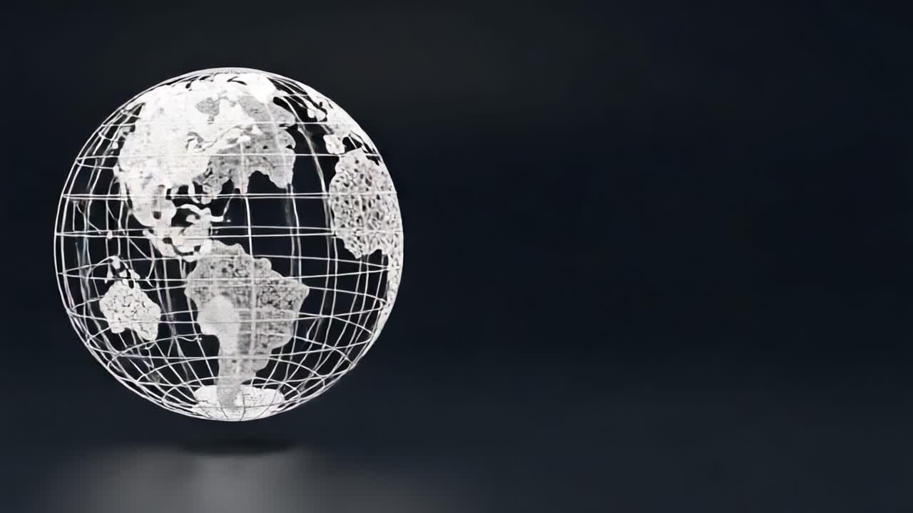 A 3D Representation of Earth Densely Laced in a Wireframe, Showcasing Detailed Continents Against a Solid Dark Background