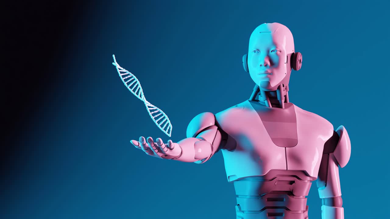Automated robotic assistant, dark background
