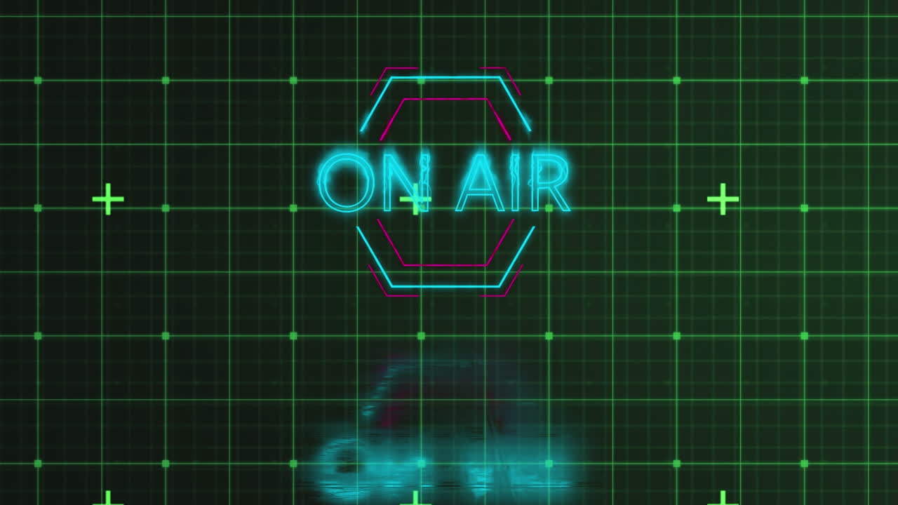 녹색 사각형 위에 공기 네온 텍스트의 애니메이션