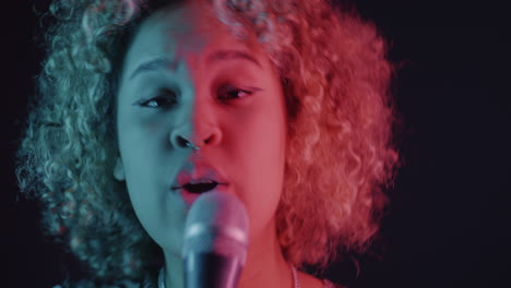 woman singing with passion